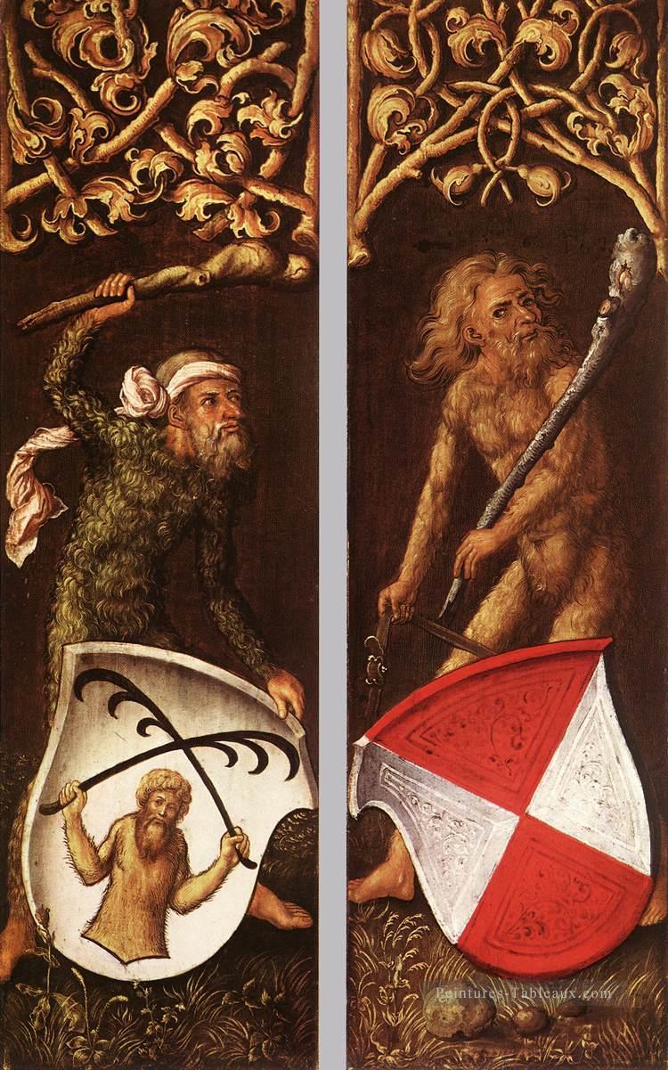 Sylvan Men avec des boucliers héraldiques Nothern Renaissance Albrecht Dürer Peintures à l'huile